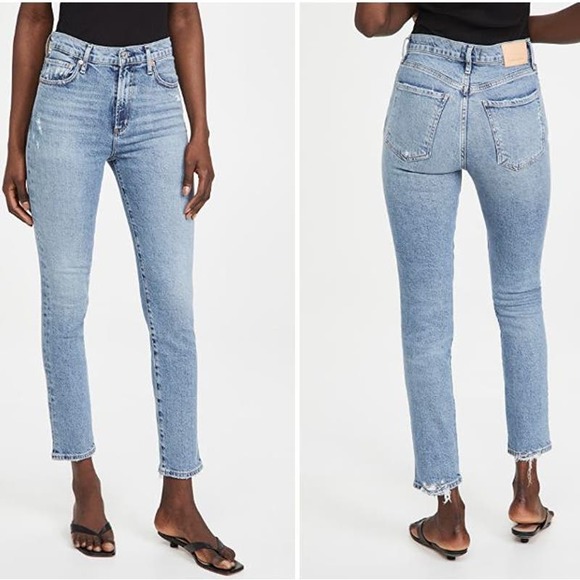 NWT Citizens of Humanity Olivia High Rise Distressed Slim Ankle Jeans Size 29
